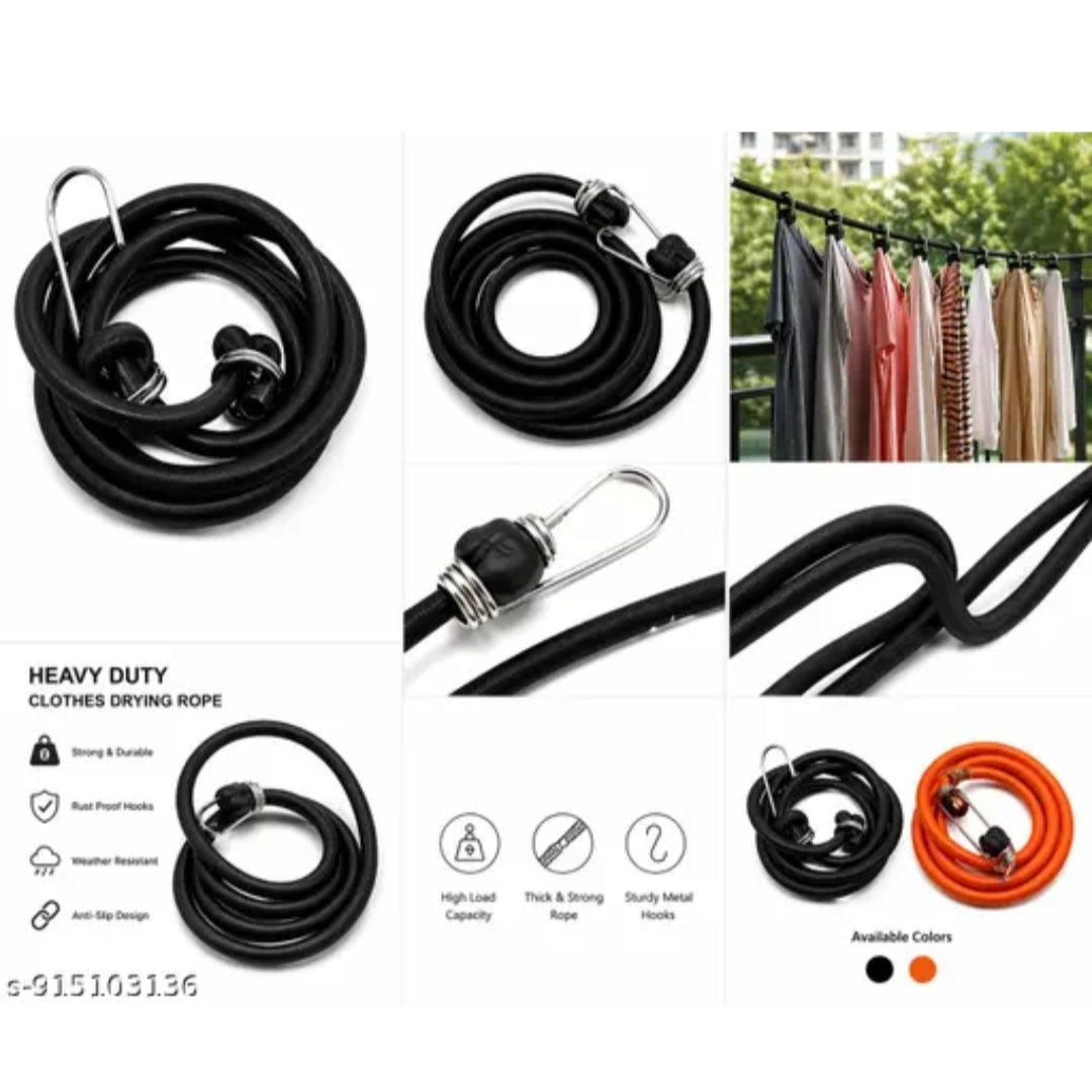 Rope Ultra Strong & Flexible Bungee Rope/Bike Luggage Rope Pack of 3 Multicolor